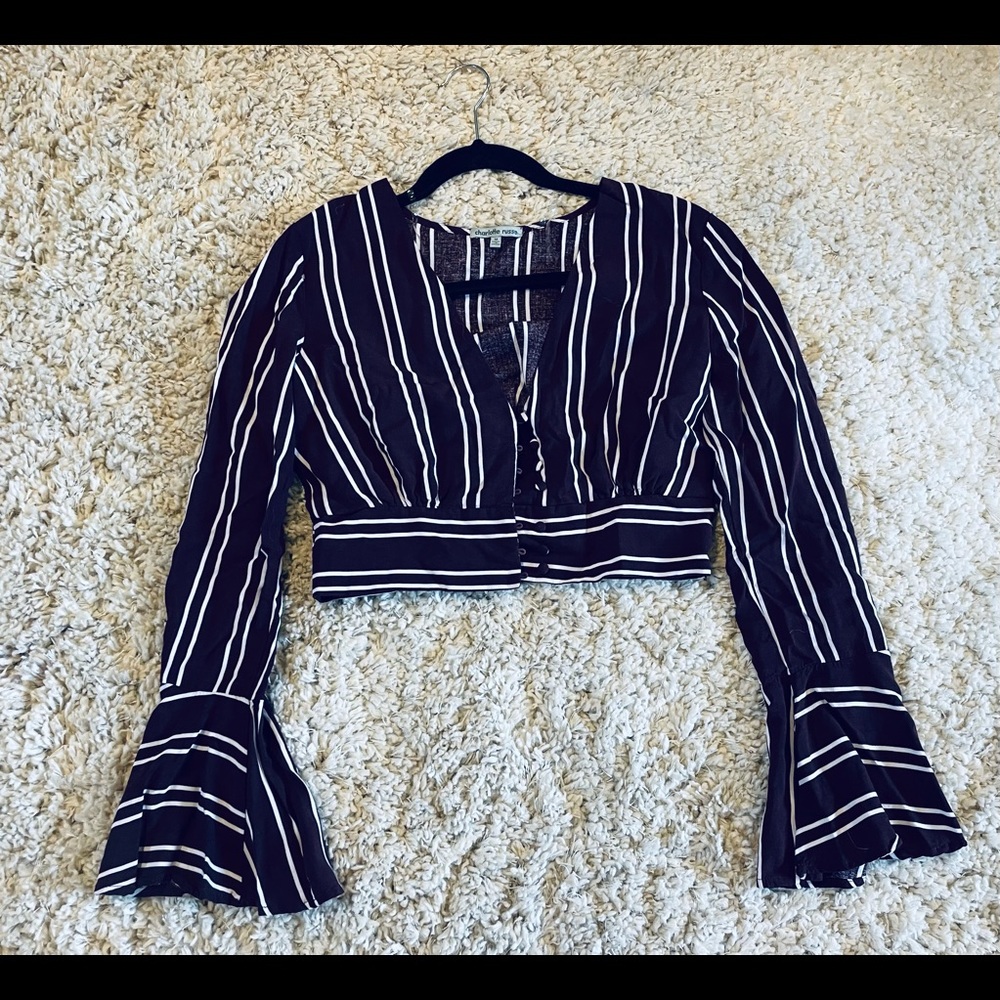 Maroon Striped Charlotte Russe Crop Top Blouse